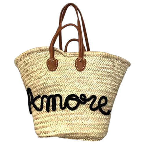 Gevlochten strandtas met eigen tekst