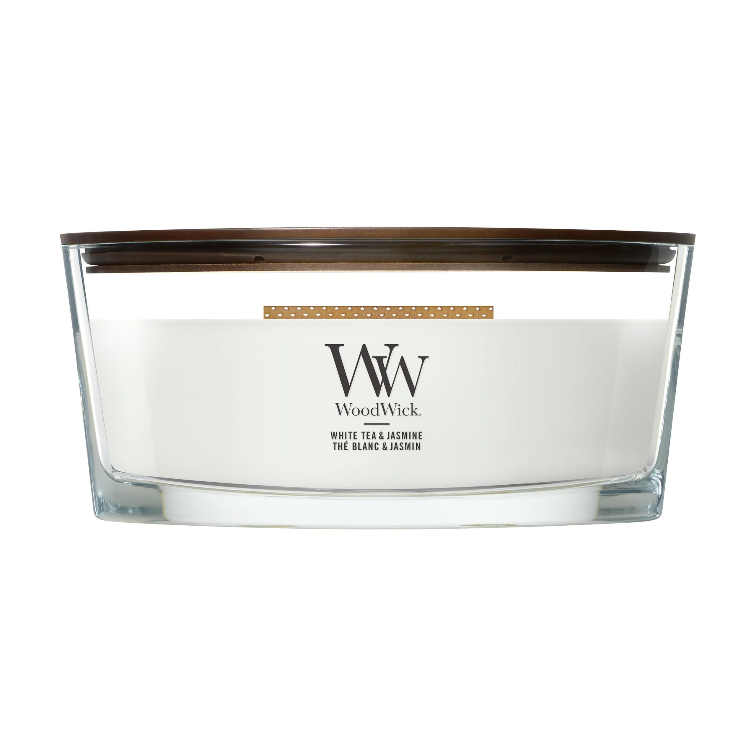 WoodWick White Tea & Jasmine Ellipse Candle geurkaars